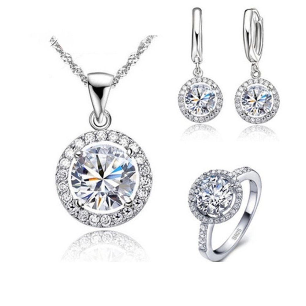 Sterling Silver Necklace Earrings & Ring